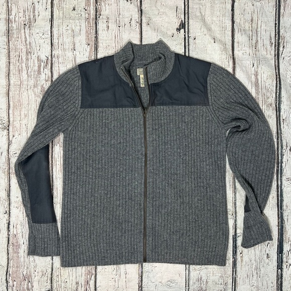 LL Bean Cable Knit Chunky Blue Wool Zip Up Vintage Women's Sweater - Picture 1 of 4